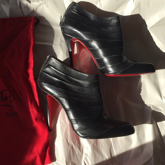 NEW Christian Louboutin Black Leather Booties - Picture 2 of 6